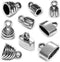 Silver Cord End Cap Kumihimo Kit Flat Leather Cord End Caps Round Tassel End Caps Barrel End Caps Bracelet Making Supplies Leather Bracelet Making...