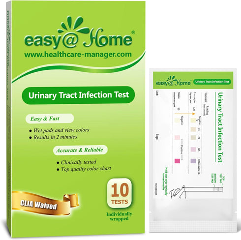 Easy@Home 10 Individual Pouch Urinary Tract Infection FSA Eligible Test Strips, UTI Urine Testing Kit for Urinalysis and Detection of Leukocytes a...