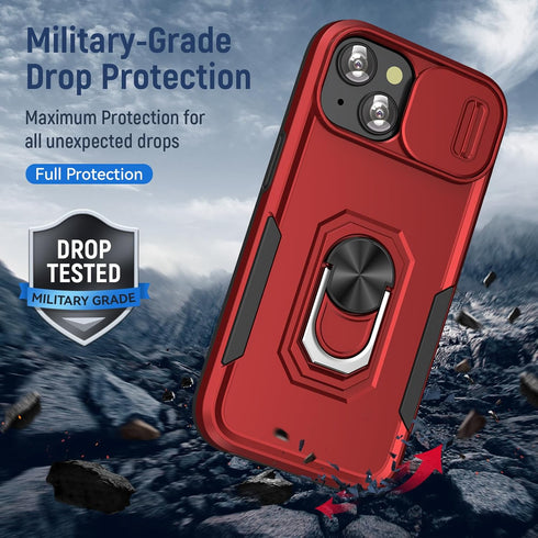 Case for iPhone 15 Plus Phone Case iPhone 15 Plus Case with Kickstand Ring Holder, with Camera Cover, with Magnetic Car Mount Function, for iPhone...