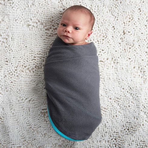 Baby K'tan Newborn Swaddle & Toddler Blanket, Teal/Charcoal...