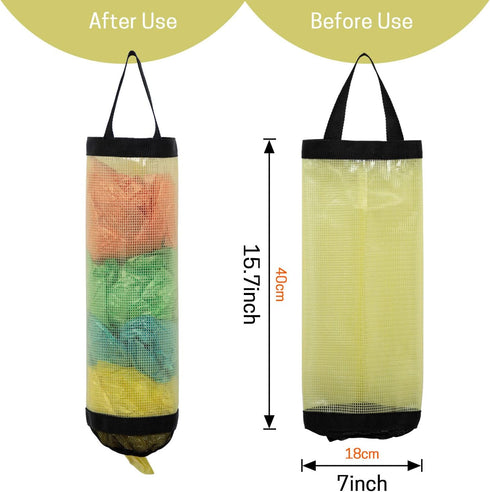 SWISSELITE Plastic Bag Holder, Wall Mount Shopping Bag Organizer, Reusable Mesh Hanging Grocery Bags Storage Dispensers...