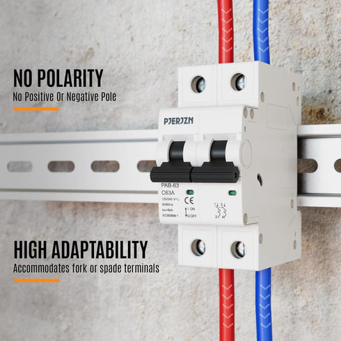 Miniature Circuit Breaker 120/240VAC 16A Double Pole Circuit Breaker DIN Rail Mount,Thermal Magnetic AC Disconnect Switch for House, Electrical Sy...