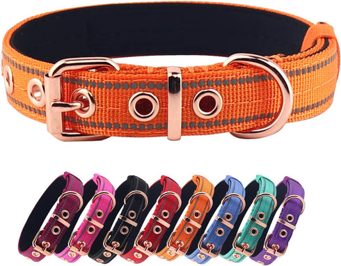 Neoprene Padded Dog Collar,Nylon Dog Collar for Small Medium Large Dogs,Heavy Duty Dog Collar with Metal Buckle,Adjustable Reflective Dog Collar (...