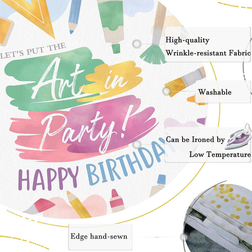 Happy Birthday Backdrop Painting Let's Put The Art in Party Background for Photography Dress for a Mess Splatter Paint Birthday Party Decoration S...