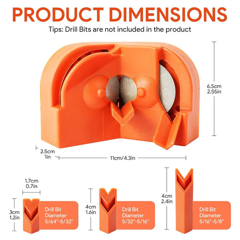 Drill Bit Sharpener for All Bits, Multipurpose Drill Bit Grinding Sharpener with 4 Grinding Wheels, Drill Machine Blade Sharpening Tool for Carbid...