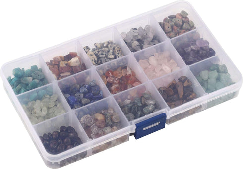 15 Different Type Gemstone Chip Bead Crystal Quartz Stone Irregular Shaped Loose Beads Crushed Chunked Crystal Pieces for DIY Bracelet Necklace Ma...