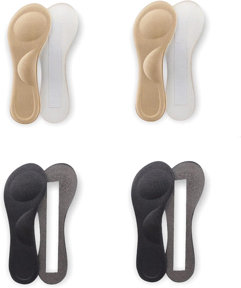 CB 4-Pairs of Cloth Surface Sponge Inserts Invisible Slim Insoles Liners, Ball of Foot Pain Relief Cushion, Arch Pain Barefoot Support, 3/4 Length...