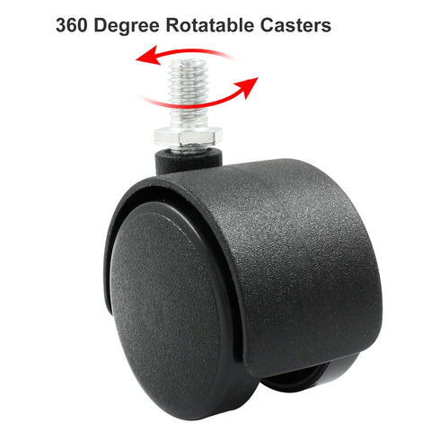 4pcs 1.5 Inch Swivel Caster Wheels, Black Nylon M8 Threaded Stem Caster Wheels, Heavy Duty Swivel Stem Casters Wheels Replacement for Furniture, T...