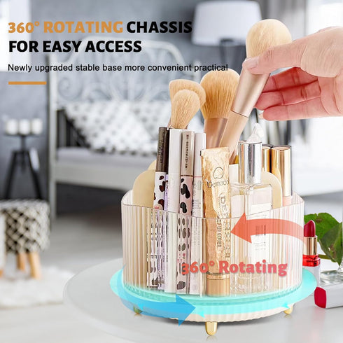 360° Rotate Makeup Brush Holder Organizer, Makeup Organizers Countertop,Transparent Makeup Organizer and Skincare Storage for Vanity, Desktop, Bat...