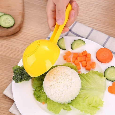 Yellow Rice Paddle Scoop Mold For Rice Ball Making,Serving Spoons Non-stick Sushi Mold Rice Ball Scooper Rice Spatula Kitchen Gadge for Home Kitch...