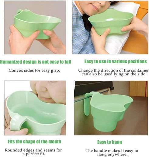 Emesis Basin,Arc Design Bed Mouthwash Cup,Brush Patient Mouthwash Basin Teeth with Wide Mouth,Oral Care Brush Teeth Plastic Vomit Basin Cup,for El...