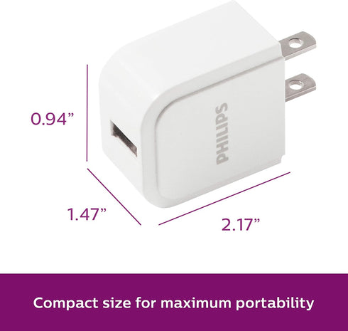 Philips iPhone USB Wall Charger Block, 5W USB A Charger, Single Port USB A Charging Block for iPhone 14 Series, 13 Series, 12 Series, Power Adapte...