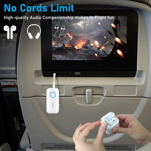 1Mii Bluetooth 5.3 Transmitter Receiver for Airplane/TV to 2 Headphones/AirPods, Dual Links Wireless Audio Adapter w/aptx Low Latency/HD/AptX Adap...
