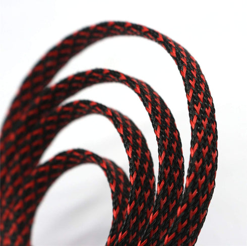 30ft PET Expandable Sleeving Wire Cable Sleeve (1/6", Red&Black)...