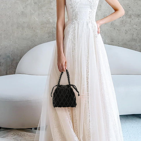 Oweisong Women Pearl Clutch Purses Wedding Bridal Handbag Tote Formal Party Evening Bucket Bag 2 in 1 Shoulder Bag...