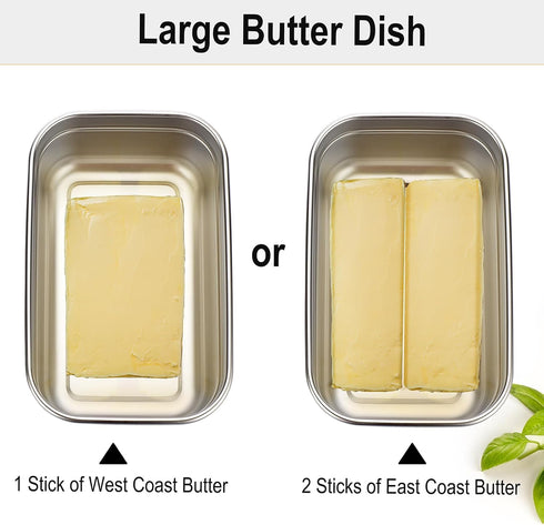 Butter Dish with Lid for Countertop, Stainless Steel Butter Holder Container with Silicone Sealing, Butter Keeper for Kitchen, Holds 1 Stick West ...