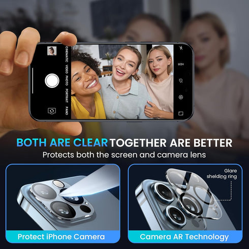 Fotbor [3+3 Pack for iPhone 12 Pro Max Screen Protector with Camera Lens Protector, Tempered Glass Shatterproof Easy Installation Frame, HD Clear ...