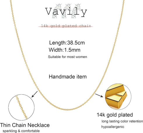 Dainty Thin Chain Choker Necklace for Women 14k Plated Gold Minimalist Short Chain Necklaces Jewelry Gift...