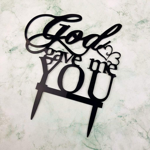 God Gave Me You Wedding Cake Topper party decoration (Black)...