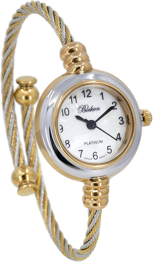 Blekon Collections Women's Cuff Watch - Round Analog Display Arabic Numbers 23mm Case Wire Bracelet Watch for Women Elegant Cable Cuff Bangle Wris...