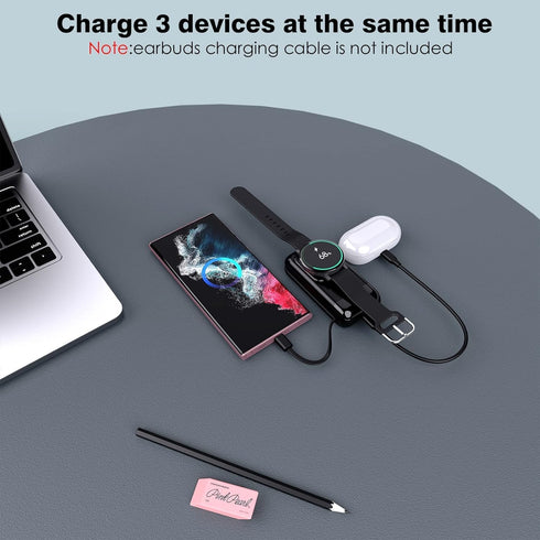 leChivée Portable Watch Charger for Samsung Watch, Watch Charger for Galaxy Watch 6/5/4/3, 6000 mAh Watch and Phone Charger for Samsung S24/S23/ S...