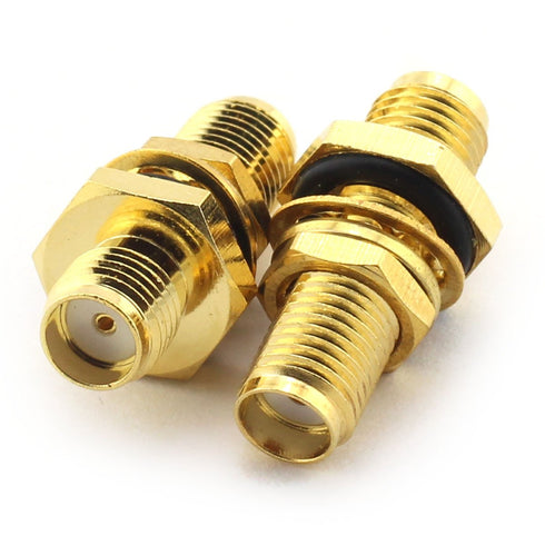 E-outstanding 2 x SMA/SMA Type Adapter SMA-Female Plug to SMA-Female Jack Waterproof Bulkhead Panel Mount RF Coaxial Antennas Connector Straight...