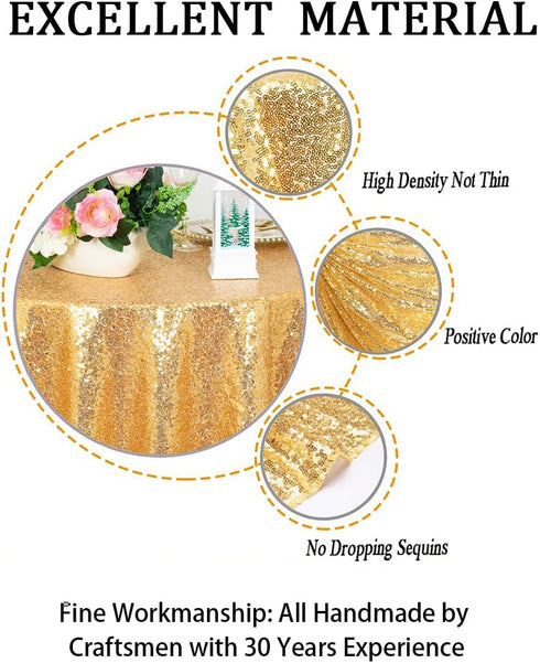 ShinyBeauty Sequin Tablecloth-Gold Sequin Table Overlay and Sequin Tablecloth/Linen for Wedding/Party/Event/Decoration-Gold (36inx36in)...