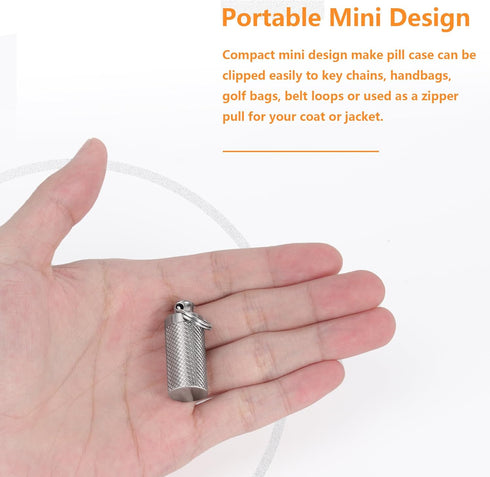 Titanium Keychain Pill Holder Container,Waterproof Portable Pill Box Case for Purse or Pocket, Pill Fob Medicine Organizer for Outdoor Travel Camp...