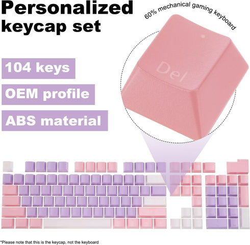 MECCANIXITY 104 Keys Pudding Keycaps Set OEM Profile 60 Percent ABS for Mechanical Keyboard Layout, Purple & Pink Double Shot...