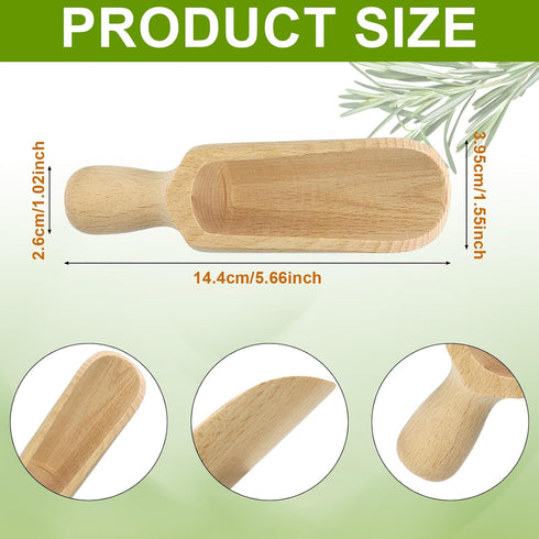 2 Pcs Wooden Spoons, 5.5 In Natural Beech Wood Bath Salt Scoop, Spice Spoons, Multipurpose Spoon Set for Coffee Spoons, Sugar Scrubs, Spices, Bath...