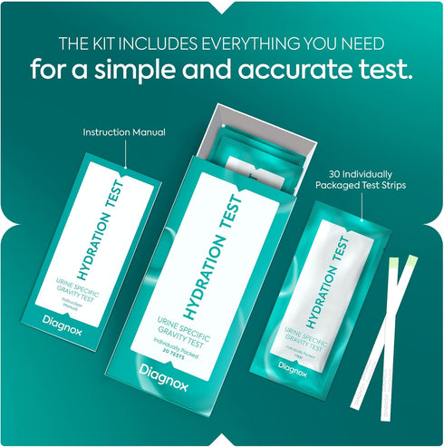 DIAGNOX Hydration Urine Test Strips - Urine Specific Gravity Test Strips for Accurate Hydration Monitoring - Individually Packaged and Clinical Gr...