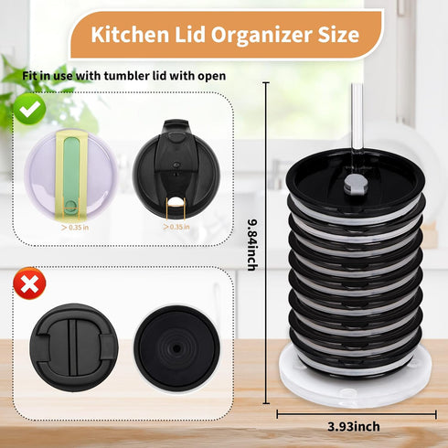 2 Pcs Acrylic Tumbler Lid Organizers,Storage Rack Water Bottle Lid Holder Vertical,Storage Up to 24 Cup Lid,Tumbler Lid Storage Rack for Kitchen C...