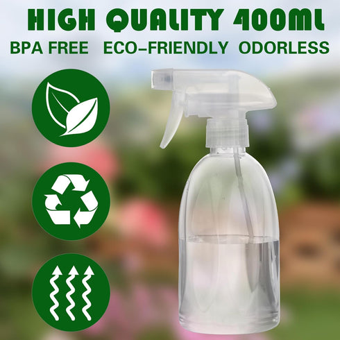 Empty Clear Plastic Spray Bottles 13.5oz/400ml Adjustable Nozzle Mist/Stream Water Spray Bottle Heavy Duty Spraying Bottles Plant Mister Spray Bot...