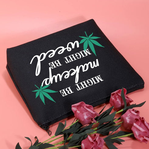 JXGZSO Funny Weed Makeup Bag With Zipper Gifts For Women Might Be Makeup Might Be Weed Cosmetic Bag (Weed Black)...