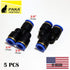 5 pc Y Union 10mm 3/8" Splitter Pneumatic Connector Push In Fitting Air Hose Tube...