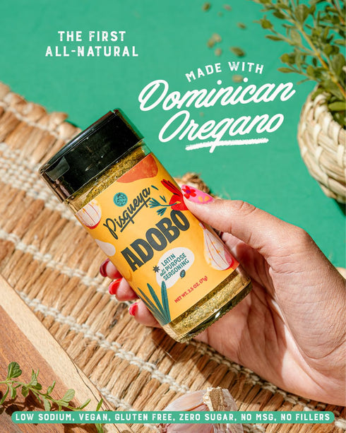 Pisqueya Adobo Multi-Purpose Seasoning, made with Dominican oregano. Low Sodium, No Sugar, No-MSG, Non-GMO, No Preservatives, No Artificial Colori...