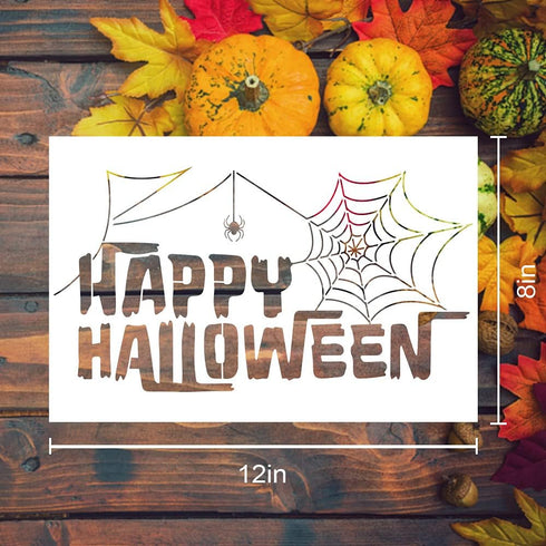 9PCS Halloween Stencils for Painting on Wood Wall Creative Patterns DIY Halloween Drawing Template Pumpkin Bat Decoration Crafts Stencils Perfect ...