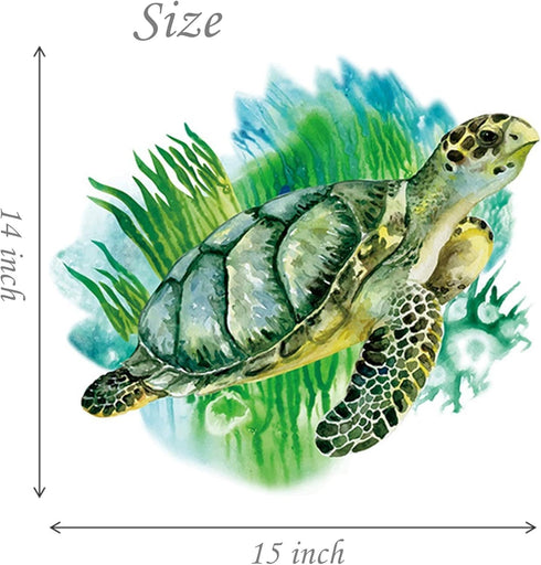 ROFARSO Lifelike Lovely Cute Green Sea Turtle Animal 3D Vinyl Bathroom Wall Stickers Removable Wall Decals Art Decorations Decor for Nursery Baby ...