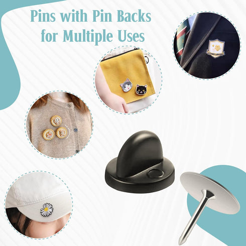 Tie Tacks Blank Pins with PVC Rubber Pin Backs, 50 Pairs Locking Clasp for Badge Insignia DIY Crafts...