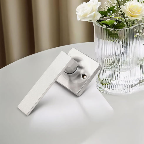 GOBEKOR 1 Pack Brushed Nickel Lever Door Handle Dummy Door Levers Square Closet Door Handles for Pantry Interior Non-Turning Door Lever...
