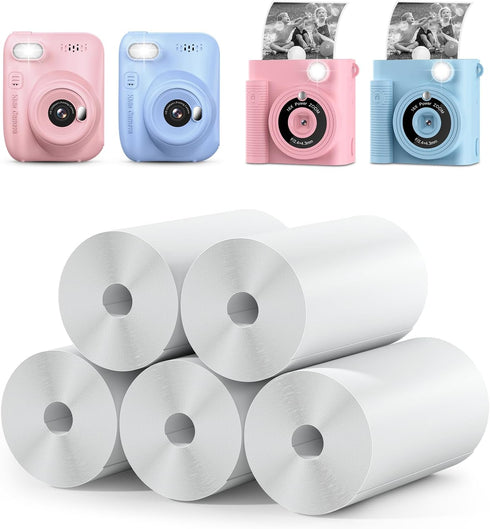 5 Rolls Kids Instant Camera Refill Print Paper, Photo Printer Thermal Paper Rolls Instant Print Camera for Kid's Instant Camera...