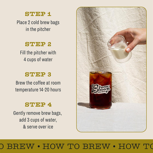 Bizzy Organic Cold Brew Coffee | Light & Bright Blend | Coarse Ground Coffee | Light Roast | Micro Sifted | Specialty Grade | 100% Arabica | Brew ...