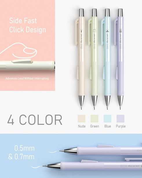 Nicpro 8PCS Pastel Mechanical Pencil 0.5 & 0.7 mm, Cute Fast Click Mechanical Pencils Set with 8 Tubes HB Lead Refills, Erasers for Drafting, Scho...