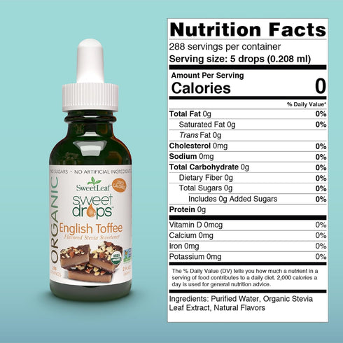 SweetLeaf Organic Sweet Drops - Flavored Stevia Liquid Sweetener, Stevia Extract, Zero Calories, Gluten Free, Keto Friendly, Non GMO, Natural Flav...