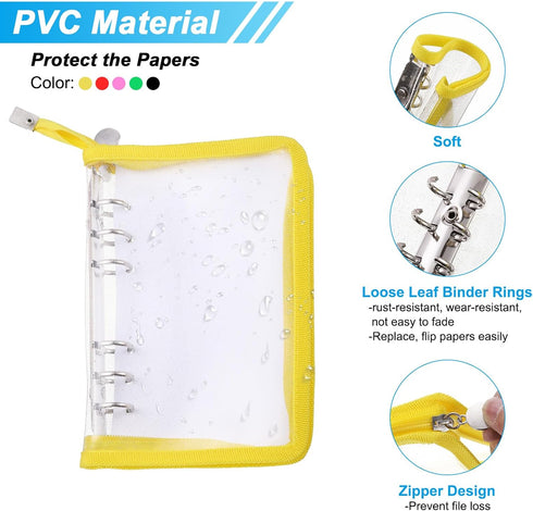 PATIKIL A6 Bling Clear Binder Cover, Soft PVC Loose Leaf Binder Protector Refillable Notebook Shell with Zipper for DIY Meeting Notebook Folder, B...
