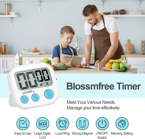 Kitchen Timer, 2 Pack Large Digits Classroom Timer for Kids,Simple Operation Magnetic Timers, Digital Timer for Cooking -White...