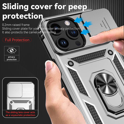Hitaoyou Compatible with iPhone 15 Pro Max Case, iPhone 15 Pro Max Case with Camera Cover & Kickstand Military Grade Shockproof with Magnetic Car ...
