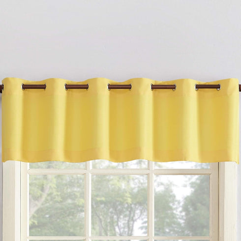 No. 918 Montego Casual Textured Semi-Sheer Grommet Kitchen Curtain Valance, 56" x 14", Yellow...