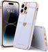 Teageo for iPhone 14 Pro Case for Women Girl Cute Love Heart Luxury Plating Soft Bling Back Cover Raised Full Camera Protection Bumper Silicone Sh...