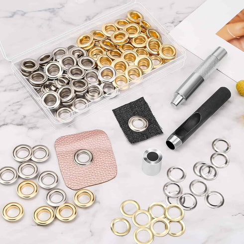120 Sets Grommet Tool Kit 1/2 Inch, Cridoz Grommet Eyelets Kit with Setting Tools and Storage Box for Fabric, Tarps, Curtains...